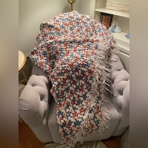 Crocheted  Handmade Afghan.   Grandmacore Roseanne Barr look to it. Made with ♥️